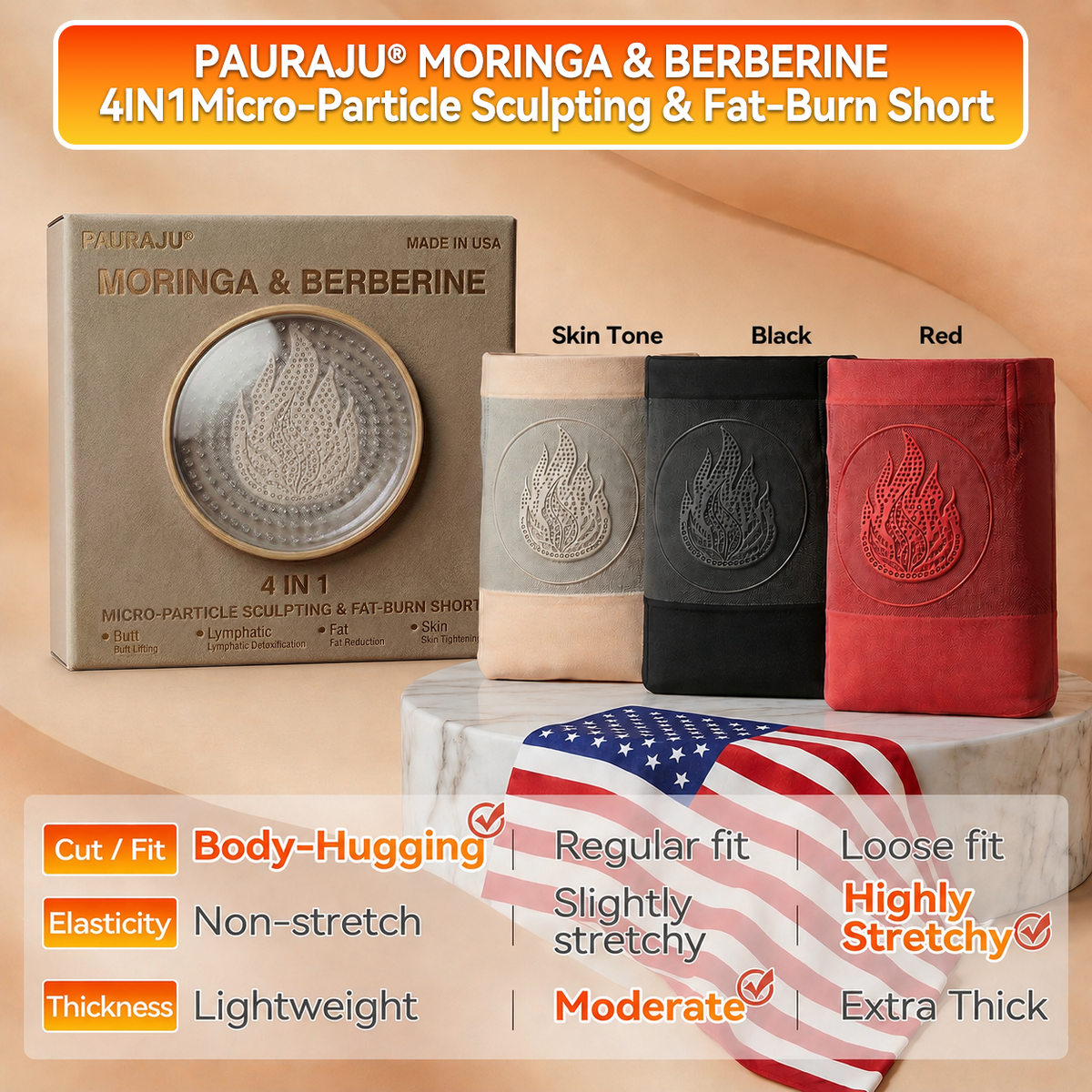 Hivatalos Márkabolt |🔥 PAURAJU® 2026 Moringa & Berberine 4az1-ben Alakformáló és Zsírégető Mikrorészecskés Nadrág