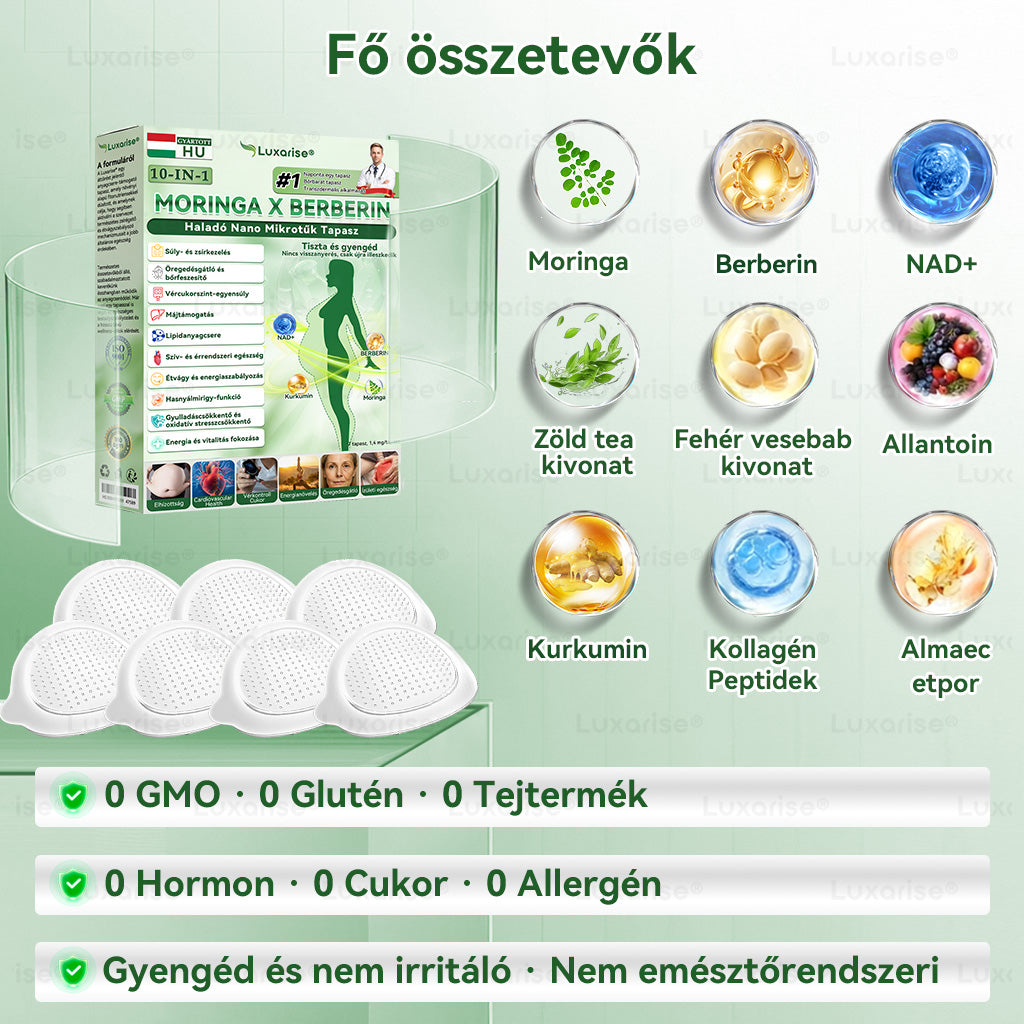 Hivatalos bolt  |  𝑳𝒖𝒙𝒂𝒓𝒊𝒔𝒆® MORINGA X BERBERIN 10-IN-1 Haladó Nano Mikrotük Tapasz👩‍⚕️(Egy naponta, látható változások 7 nap alatt) 🛒  Tartalmazza az elhízást, a cukorbetegséget, az alvási apnoét, az ízületi problémákat és egyebeket 🌸